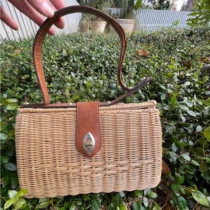 Lesco Lona Vintage Wicker & Leather Bag ~ Basket Weave Purse ~ Vintage 1960s